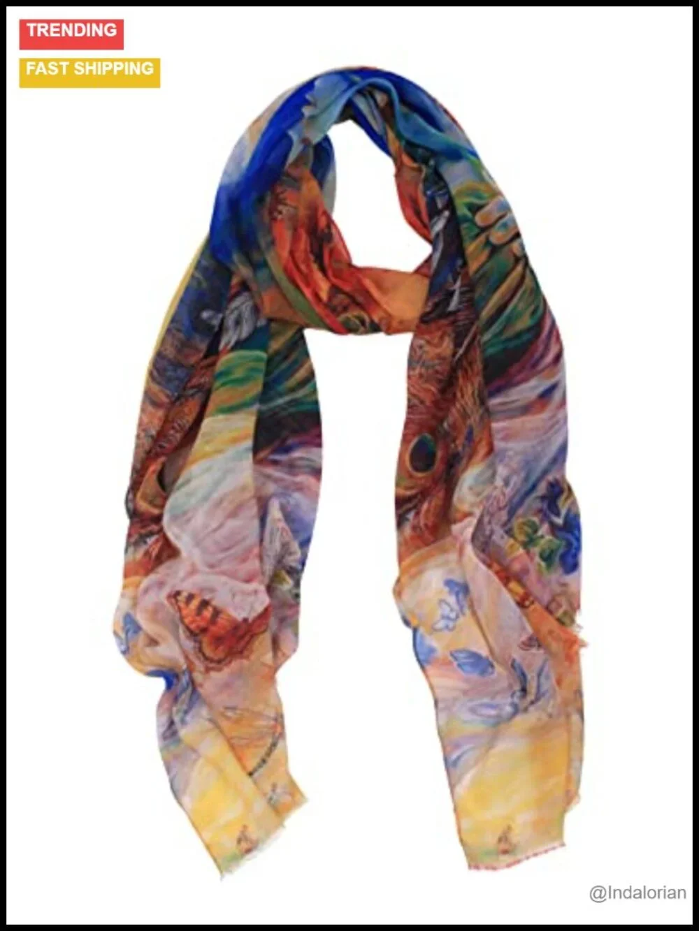 Lightweight Print Scarf Shawl Wrap for Spring Fall Winter
